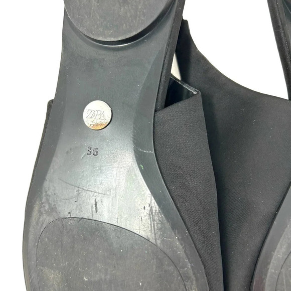 Zara Straple Flat Shoes with Flowers Black Satin Rosette Size 36 US 5 - Picture 8 of 8